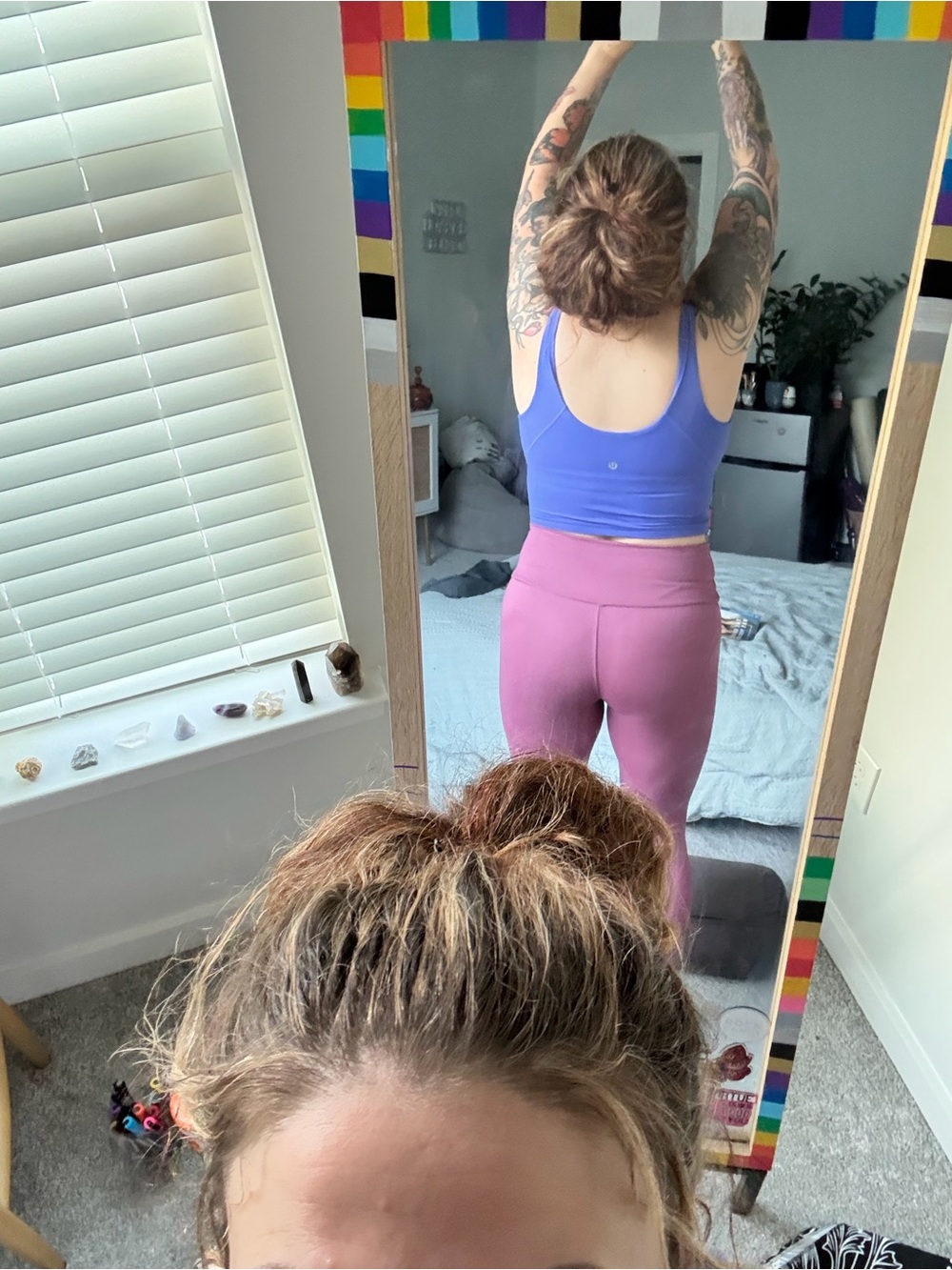 Lululemon Highneck, Lilac, built-in Sports Bra Crop Top - Picture 3 of 3